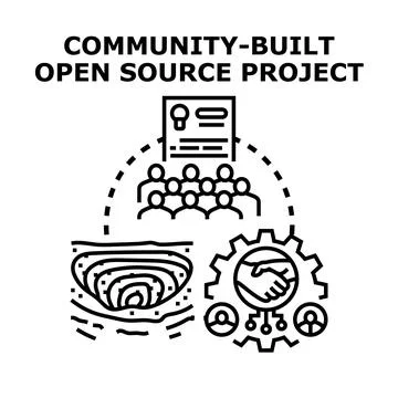 Community built open source project development process Stock Illustration