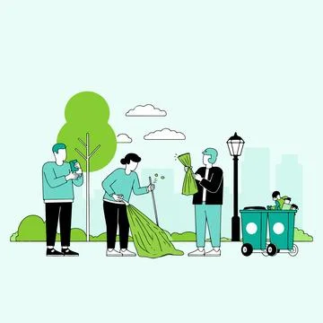 Community Cleanup in the Park Stock-Illustration