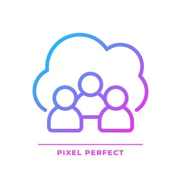 Community cloud pixel perfect gradient linear vector icon Stock Illustration