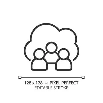 Community cloud pixel perfect linear icon 스톡 일러스트