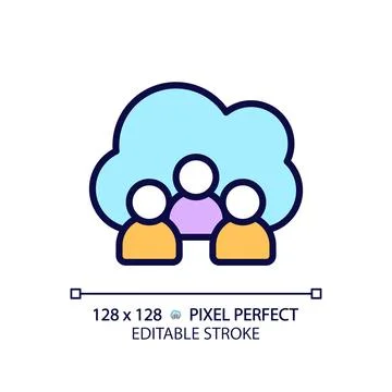 Community cloud pixel perfect RGB color icon Stock Illustration