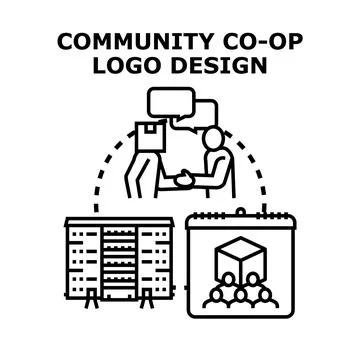 Community co op building delivering goods to members Ilustración de archivo