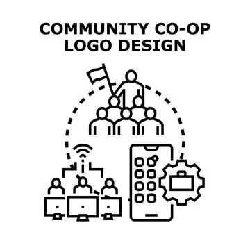 Community co op logo design representing group collaboration Stock Illustration