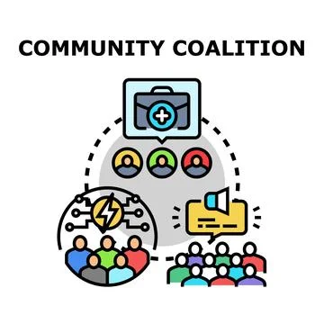 Community coalition building with people networking for solution Stock Illustration