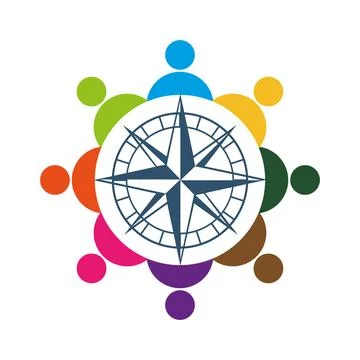 Community Compass Logo Design for Global Network and Organization Brand Stock Illustration