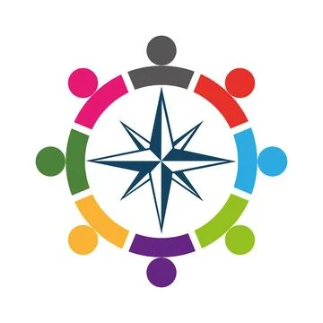 Community Compass Logo Design Teamwork Leadership Symbol Stock Illustration