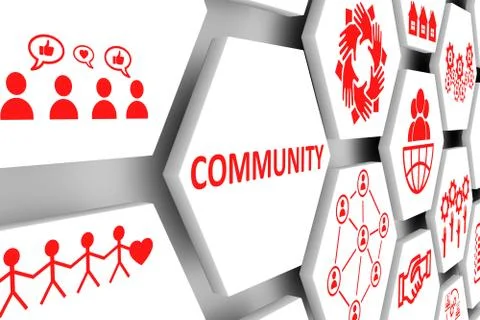 COMMUNITY concept cell background 3d illustration Stock Illustration