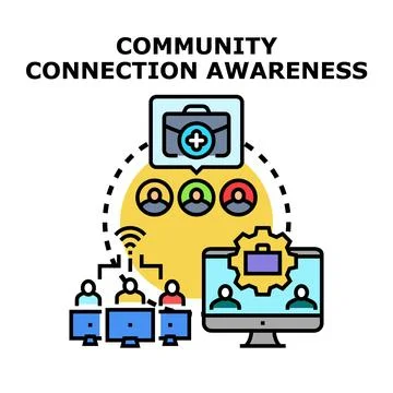 Community connection awareness concept developing online business strategy Stock Illustration