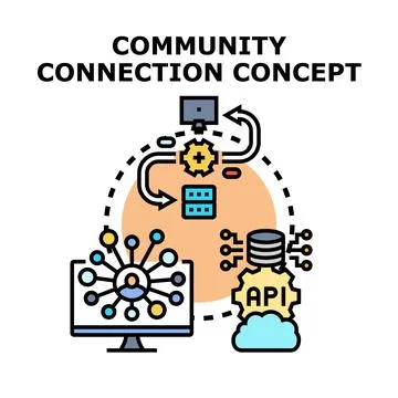 Community connection concept networking social media illustration Stock Illustration