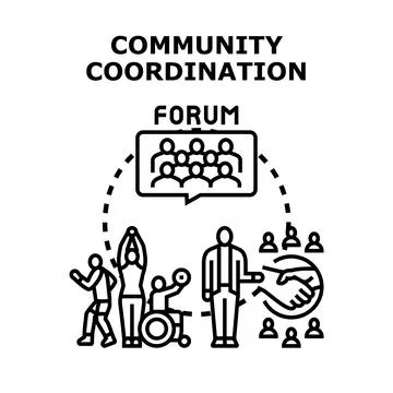 Community coordination forum discussing diversity inclusion Stockillustratie