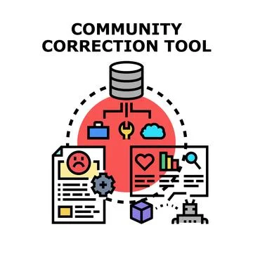 Community correction tool managing digital feedback improvement Stock Illustration