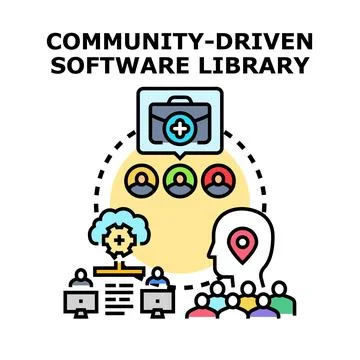 Community creating software library and technology solutions 스톡 일러스트