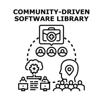 Community creating software library and technology solutions Stock Illustration