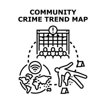 Community crime trend map concept vector illustrating data 스톡 일러스트