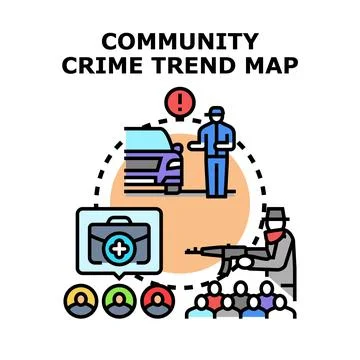 Community crime trend mapping and security analysis Stock Illustration