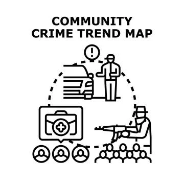 Community crime trend mapping and security analysis Stock Illustration