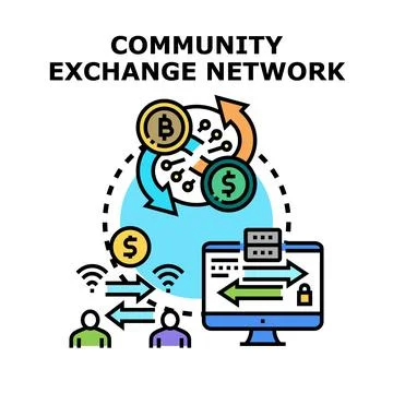 Community currency exchange network vector concept Stock Illustration