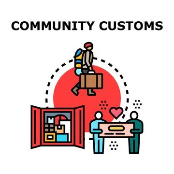 Community customs concept for people migrating and integrating Stock Illustration