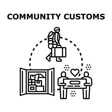 Community customs concept for people migrating and integrating Stock Illustration