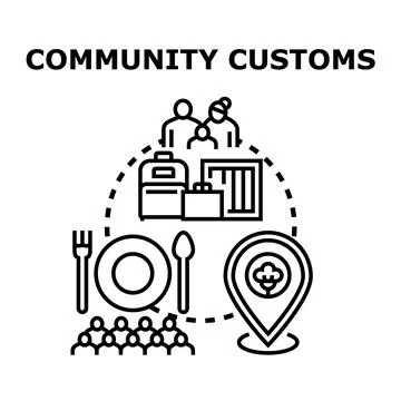 Community customs shaping local traditions and social life Stock Illustration