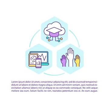 Community development solutions concept line icons with text 스톡 일러스트