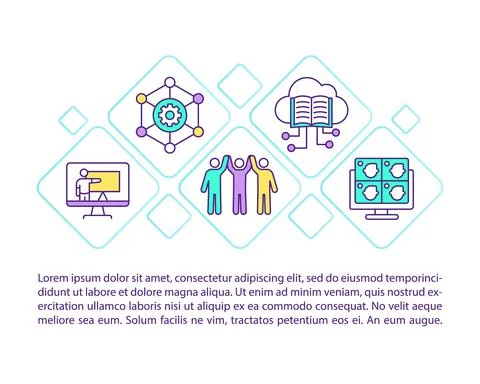 Community development solutions concept line icons with text 스톡 일러스트