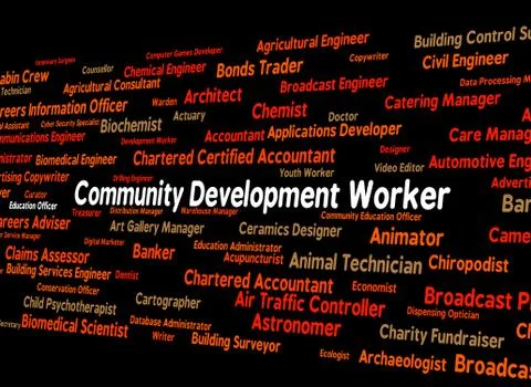 Community Development Worker Shows White Collar And Advance Stock Illustration