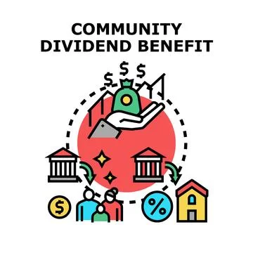 Community dividend benefit concept receiving financial support Stock Illustration