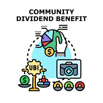 Community dividend benefit concept receiving universal basic income Stock Illustration
