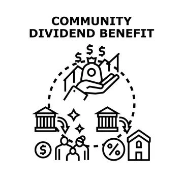Community dividend benefit concept receiving financial support Stock Illustration