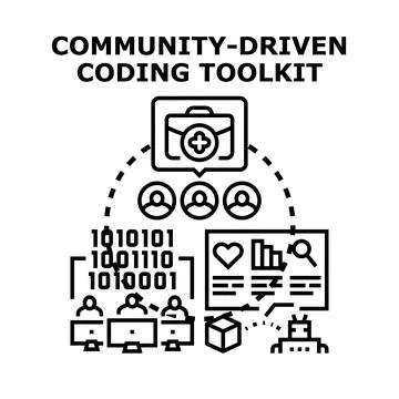Community driven coding toolkit concept illustration for development 스톡 일러스트
