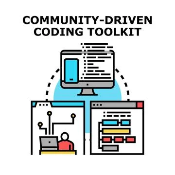 Community driven coding toolkit development concept illustration 스톡 일러스트