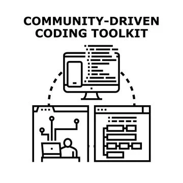 Community driven coding toolkit development concept illustration 스톡 일러스트