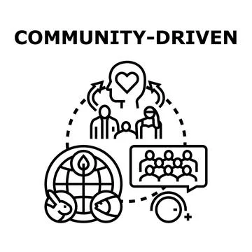 Community driven concept delivering social and environmental solutions Stock Illustration