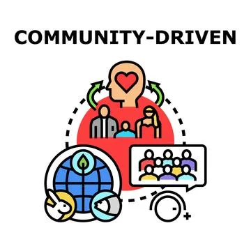Community driven concept delivering social and environmental solutions Stock Illustration