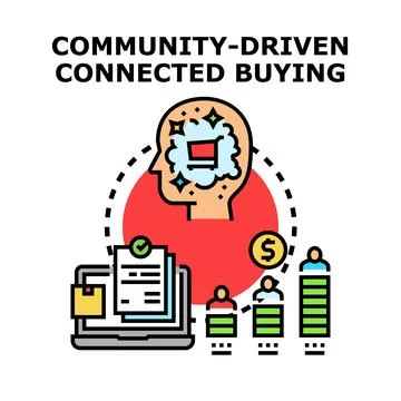 Community driven connected buying concept illustration 库存插图