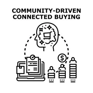Community driven connected buying concept illustration Stock Illustration