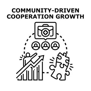 Community driven cooperation growing business development solution Stock Illustration