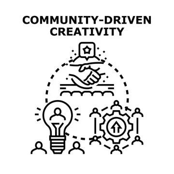 Community driven creativity for collaborative idea generation and innovation Stock Illustration