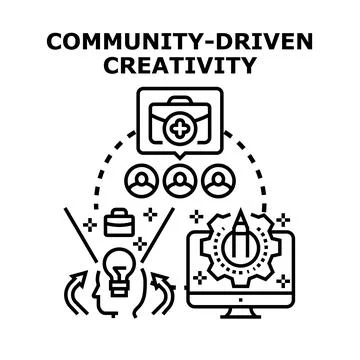 Community driven creativity generating business solutions concept Stock Illustration