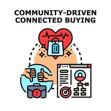 Community driven customer connected buying concept Stock Illustration