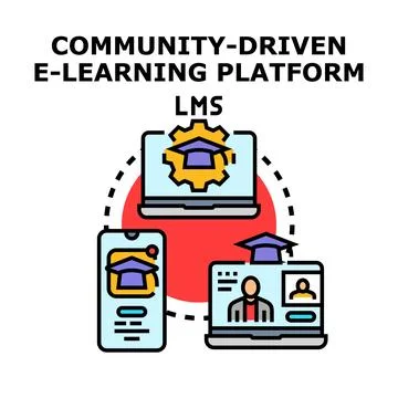 Community driven e learning platform lms vector concept Stock Illustration