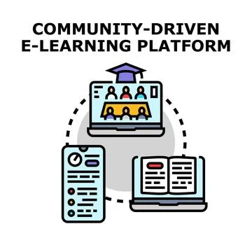 Community driven e learning platform connecting students globally Stock Illustration