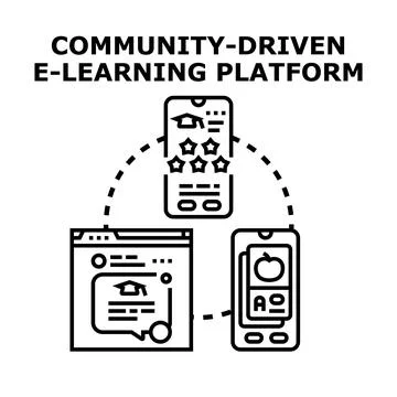 Community driven e learning platform global education Illustrazione stock