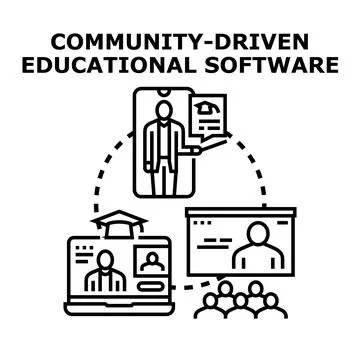 Community driven educational software development and learning platform Stock Illustration