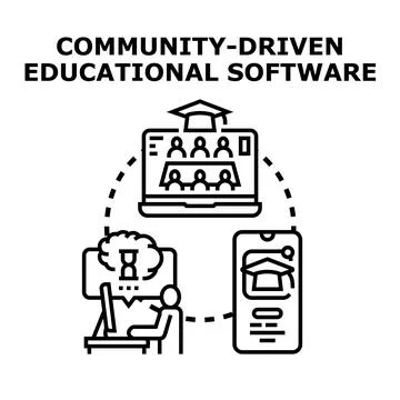 Community driven educational software development and online learning Stockillustratie