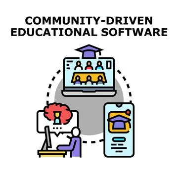 Community driven educational software development and online learning Stock Illustration