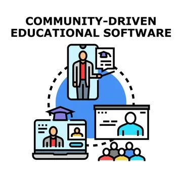 Community driven educational software development and learning platform Stock Illustration