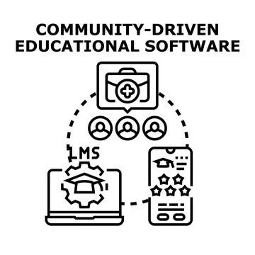 Community driven educational software development learning management system Stock-Illustration