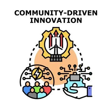Community driven innovation concept creating sustainable solutions Stock Illustration